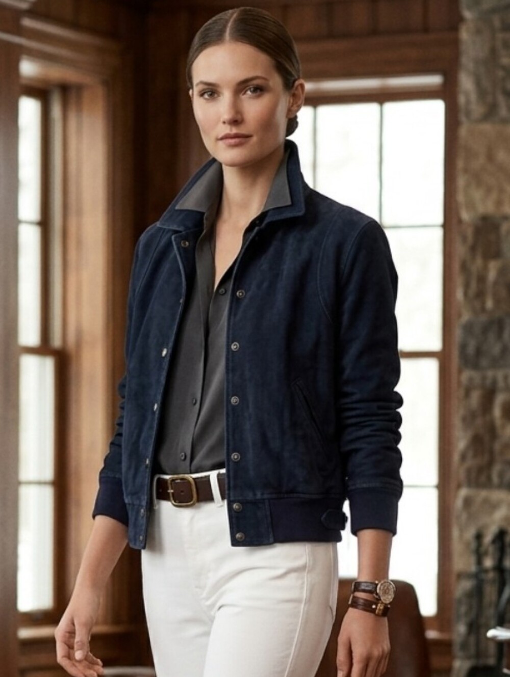 7 FOR ALL MANKIND INDIGO BOMBER JACKET